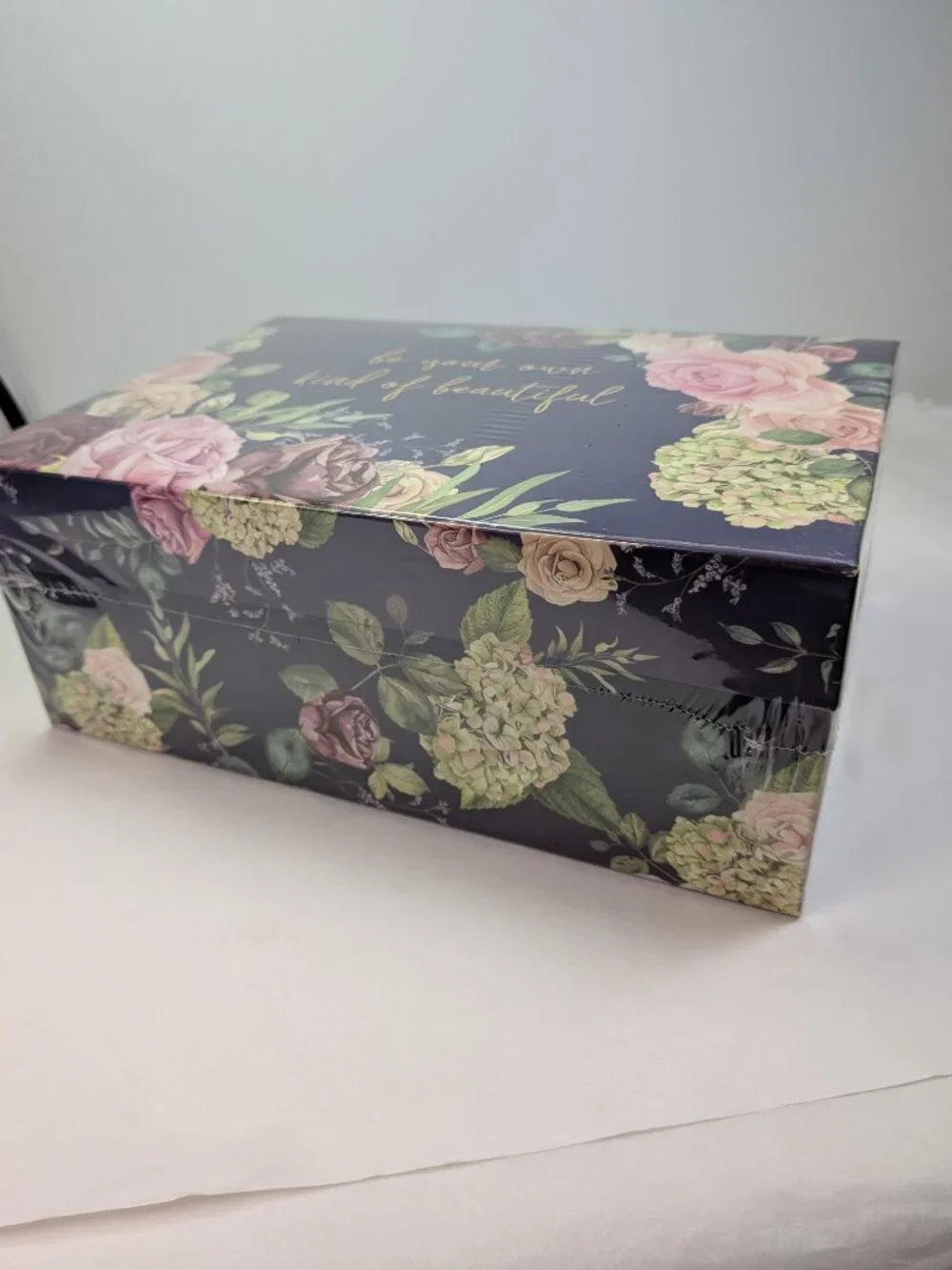 Recollections Photo Storage Boxes Floral Motivational Set of 2 Front Plaques